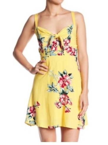 Socialite New  Knot Front V-Neckline Babydoll Mini Floral Sleeveless Sundress