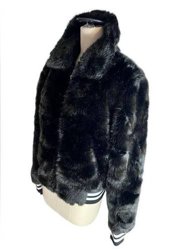 n:philanthropy N:Philantrophy black faux fur bomber jacket size small, nwt