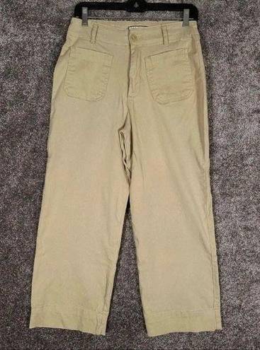 Bagatelle  Womens Cropped Cotton Twill High Rise Pants Size 6 Khaki Wide Leg