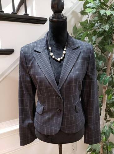 EXPRESS  Design Studio Women Gray Plaid Single Breasted Two Button Blazer Size 10