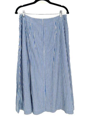 Talbots  Stripe Button Front Pleated Midi Skirt Size 12 NWT $99