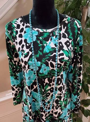 Jessica London  Women's Multicolor Floral Round Neck Long Sleeve Top Blouse 22/24