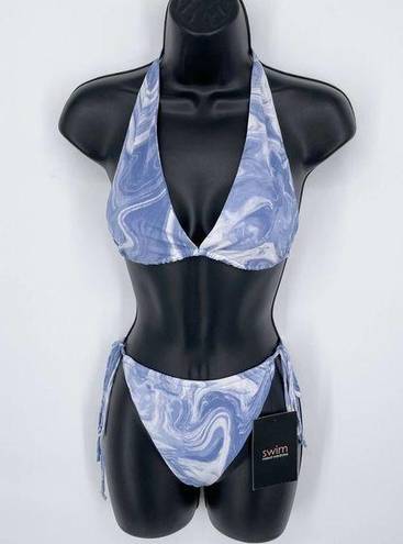 Naked Wardrobe  Swim Blue Smoke String Bikini Swimsuit NEW Sz XL Style NW-W0732