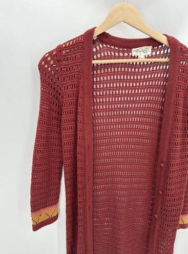 Xxi Boutique  Burgundy Knit Long Sleeve Duster Open Front Cardigan Sweater Medium