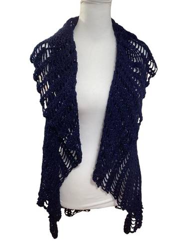 Beautiful unique handmade Crochet vest One Size blue with sparkles.