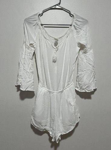 l*space L* White Spirit Romper Split Bell Sleeve Boho Size XS