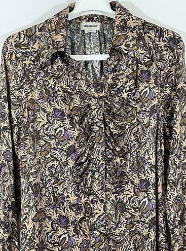 Zadig & Voltaire  Tuska Satin Thorn Button Down Print Shirt Size Small