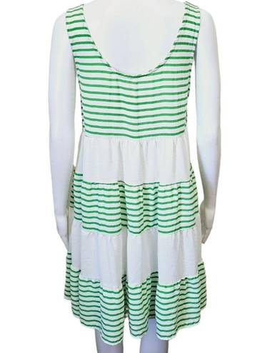 Entro  Green & White Striped Tiered Sleeveless Dress Size Medium