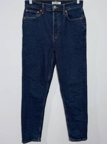 RE/DONE 90s High Rise Ankle Crop Jean In Dark Rinse Size 26