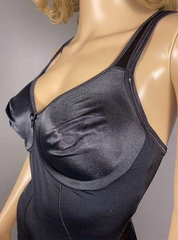 Second Skin Vintage Flexees Bodysuit Size 34C Black  Satin Underwire 5756 Shaper