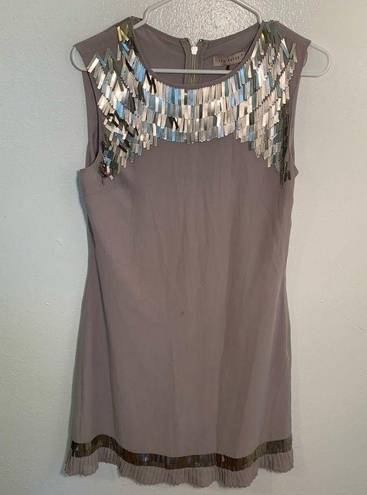 Ted Baker  Metal Embellished Dress Light Grey