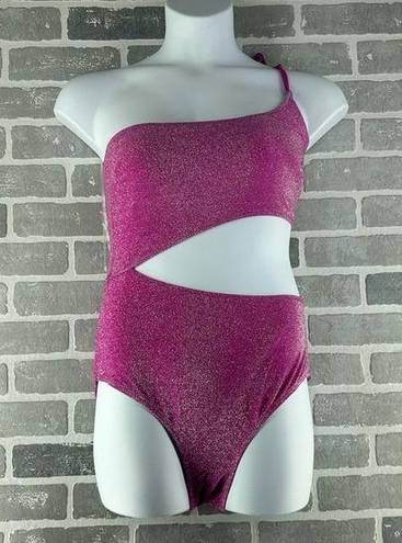 PINK - Victoria's Secret Shimmer One Shoulder One-Piece Swimsuit Victoria Secret Pink W/ Skirt Size Large