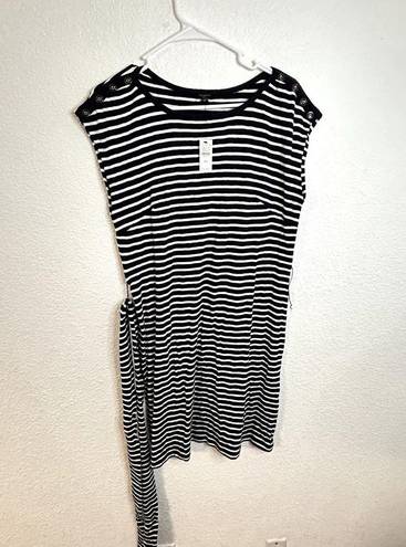 Talbots  Petite Stripe Tshirt Dress Womens Size Petite Meidum Navy White NWT