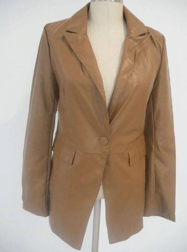 Laundry by Shelli Segal  Women's Brown Faux Leather Blazer Jacket S