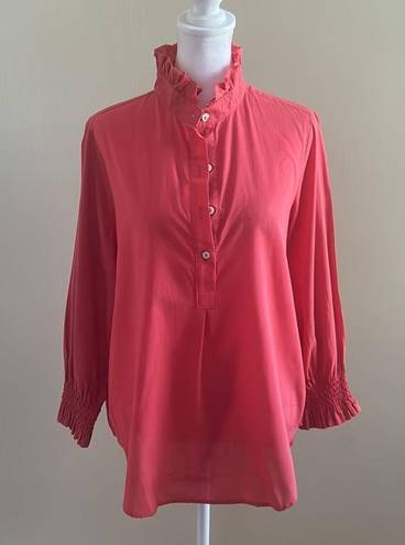 Tuckernuck  Poppy Pink Teagan Ruffle Popover Blouse Size Medium