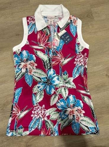 Tommy Bahama Nwt  Active Golf Tennis Sleeveless Pink Floral Polo Top Sz XS