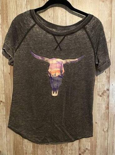 Grayson Threads  Women's Western Steer Skull Desert Design T-shirt Tee
