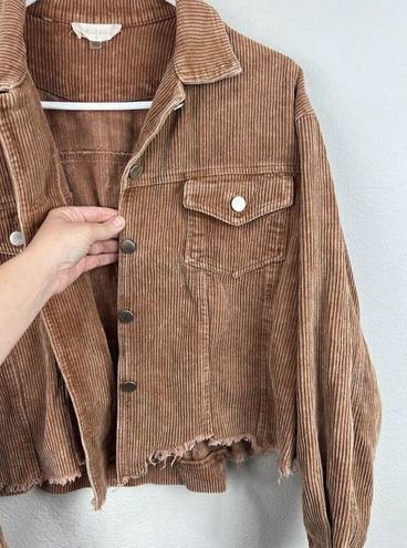 Altar'd State Altar’d State Brienne Corduroy Shacket Orange Brown Size Small Raw Hem Denim