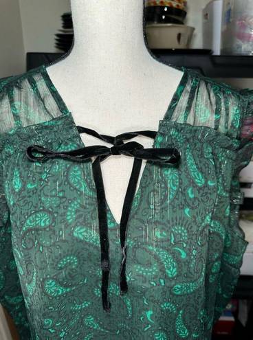 The Loft NWT Shimmer Paisley Velvet Flutter Tie Neck Top Sz XXL 2x