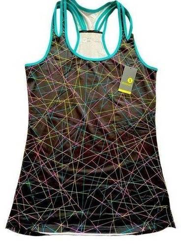 Xersion  Black with Neon‎ Stripes Athletic Racerback Tank Top Size ST