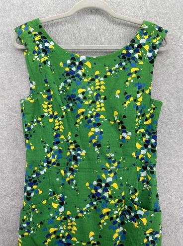 Tracy Reese Plenty  Sleeveless Sheath Dress Green Size 8 Confetti A Line Cotton