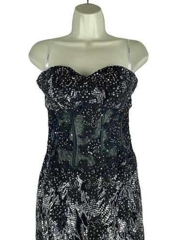 Petal Xtreme Strapless Lace Sequin Mermaid Evening Gown 3D Floral  Size 6