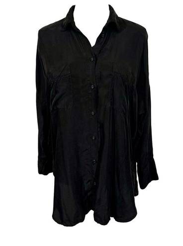 Dissh  Campbell Black Long Sleeve Relaxed Button Up Shirt Blouse