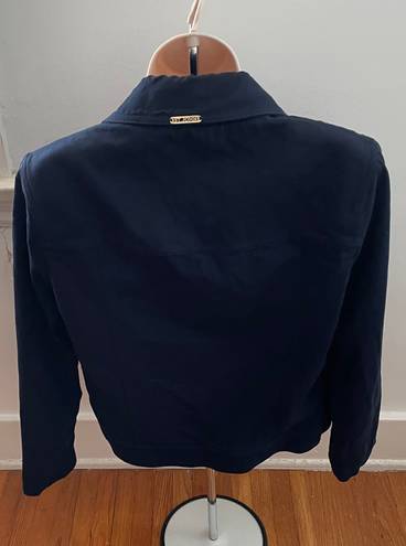 St. John by Marie Gray Navy Blue Gold Button Denim Jacket, size 2