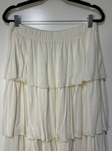 Wanderlux Ivory Layered Midi Skirt Size Large NWOT Western Flowy Indie Boho