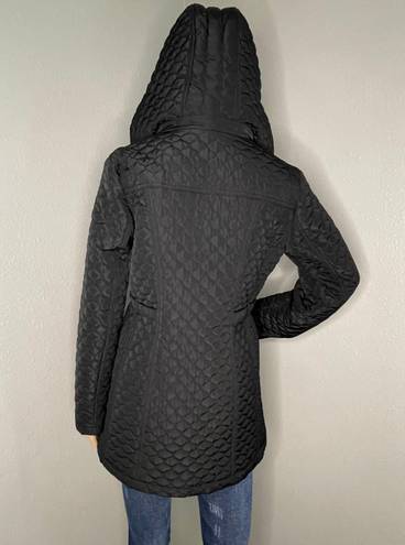 Gallery Quilt Hooded Jacket Black With Gold Hardware Size Small