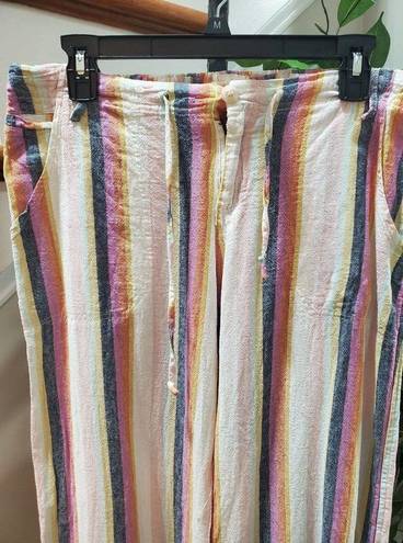 Just living  Multicolor Striped Linen & Cotton Mid Rise Wide Legs Pant Size L