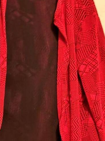 Coldwater Creek  slinky red black open Cardigan shirt, medium