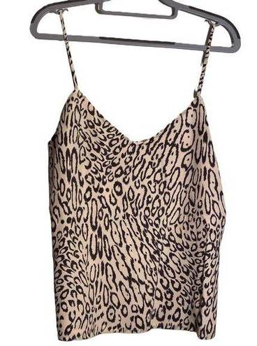 L'Agence  Silk Crepe Blouse Jane Spaghetti Strap Top‎ XS Satin Leopard Print NWT