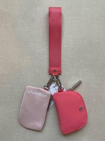 Lululemon Dual Pouch Wristlet - Pink Mist/Raspberry Cream/White