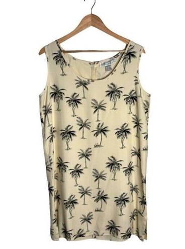 The Moon Vintage Pineapple Dress Palm Trees Cream Black Silk  Size Large EUC