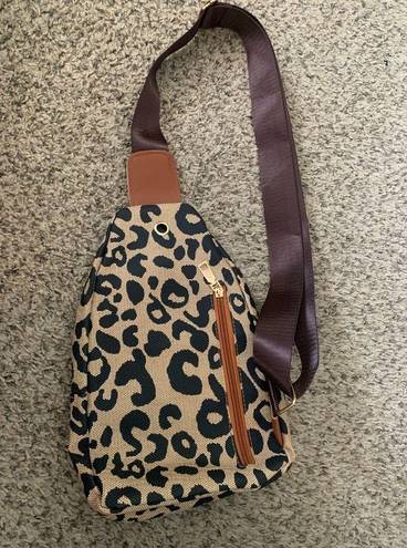 Leopard crossbody sling bag Brown