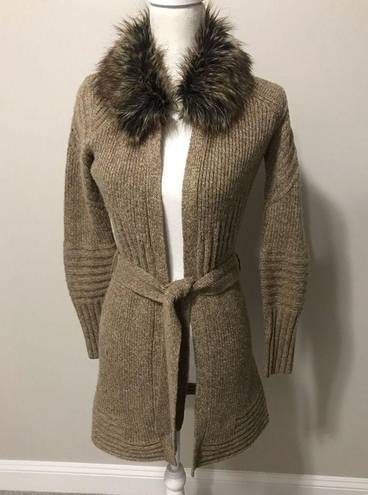 Cynthia Rowley  faux fur belted duster sweater