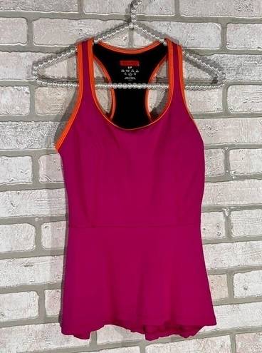 Spanx  Pink and Orange Trim Racerback Peplum Tank Size S