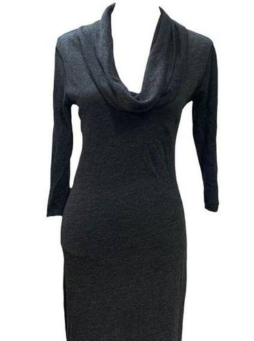 James Perse Standard  Dark Gray Maxi Dress Cowl Neck 3/4 Sleeves Supima Modal 2