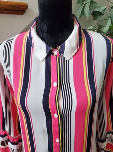 Est. 1946  Women Multicolor Polyester Collared Long Sleeve Button Down Shirt 20W