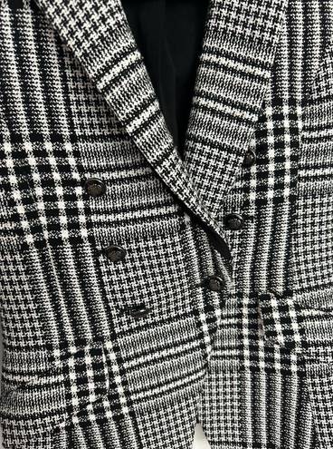 White House | Black Market WHBM tweed plaid double breasted striped blazer mob boss