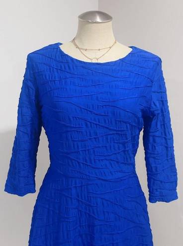 Donna Morgan  Women's Blue Textured Stretch Fit & Flare Dress Size 12