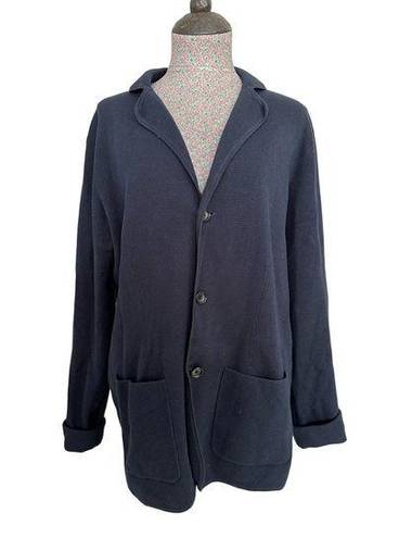 Uniqlo  Navy Blue Cotton Blend 3 Button Cardigan Sweater Size Medium