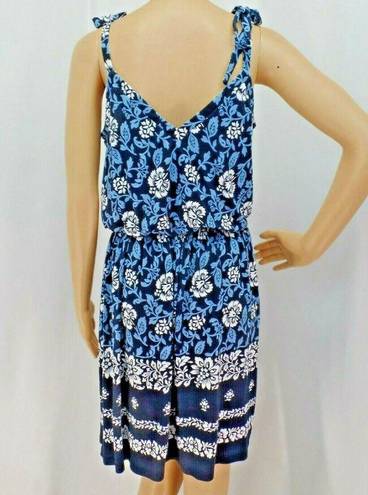 The Loft "" BLUE FLORAL TIE STRAPS BLOUSON DRESS SIZE: S NWT