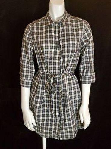 Steven Alan  Blue, Green, White, & Yellow Plaid Button Down Dress & Belt (M)