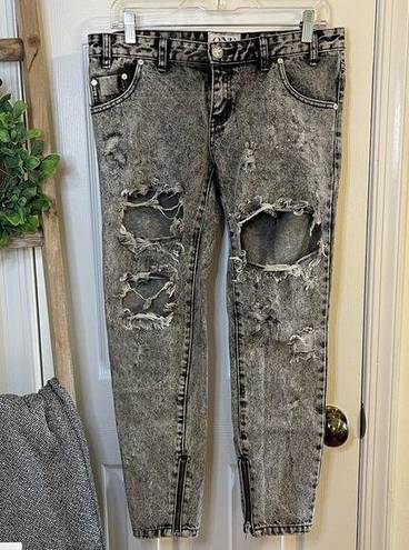 One Teaspoon  Gray Acid Melrose Trashed Freebirds In 27” Boyfriend Cut Jeans