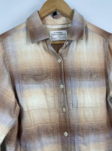 Rei Co-op  Brown Tan Plaid Trailsmith Button Up Long-Sleeve Shirt Size S