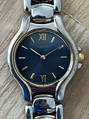 Seiko  Vintage Ladies Watch Blue Dial Two-Tone Bracelet
Gold-Tone Markers Hands