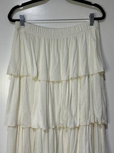 Wanderlux Ivory Layered Midi Skirt Size Large NWOT Western Flowy Indie Boho