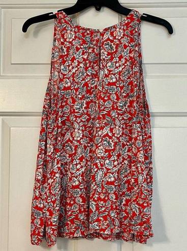 Old Navy  High Neck Red Floral Sleeveless Tank Blouse Large